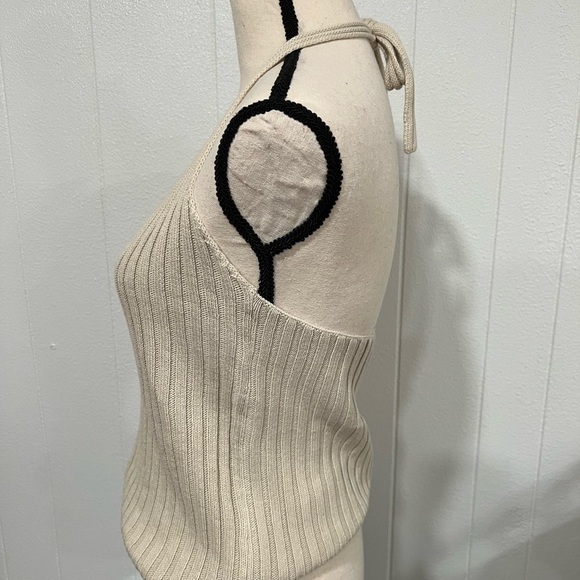 Tangents knitted casual backless ribbed knit camisole top tie around neck - Picture 4 of 12